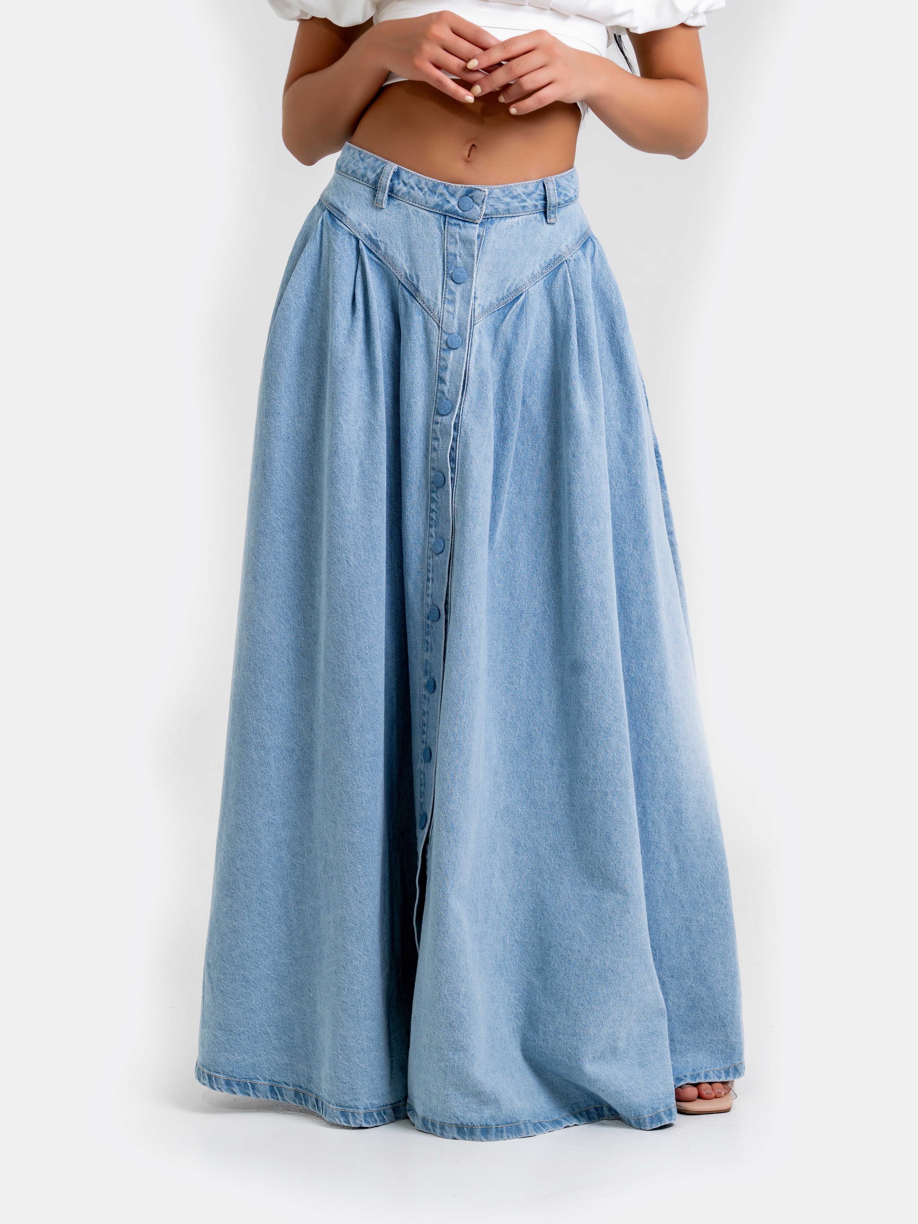 BUTTON DENIM SKIRT