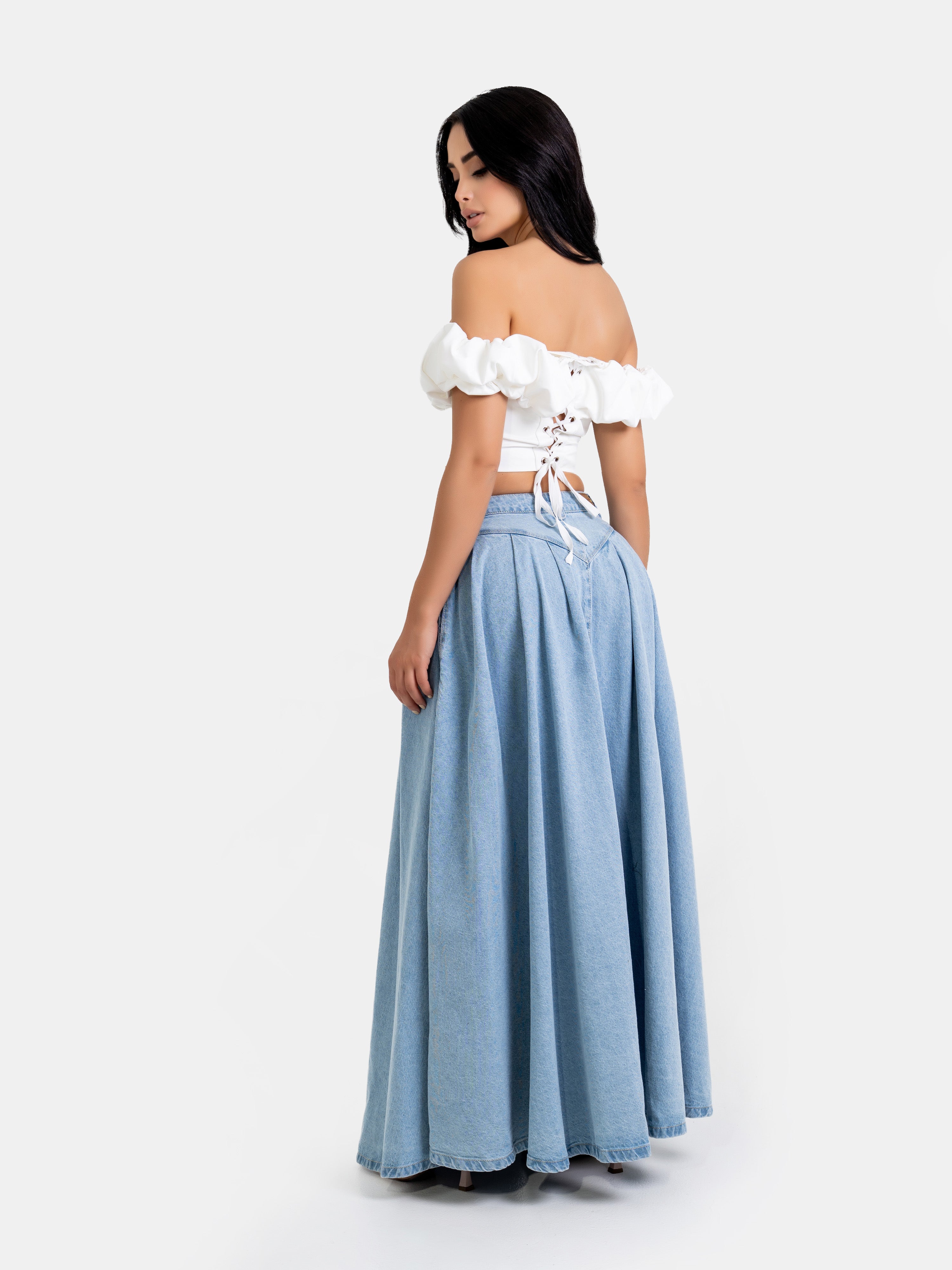 BUTTON DENIM SKIRT
