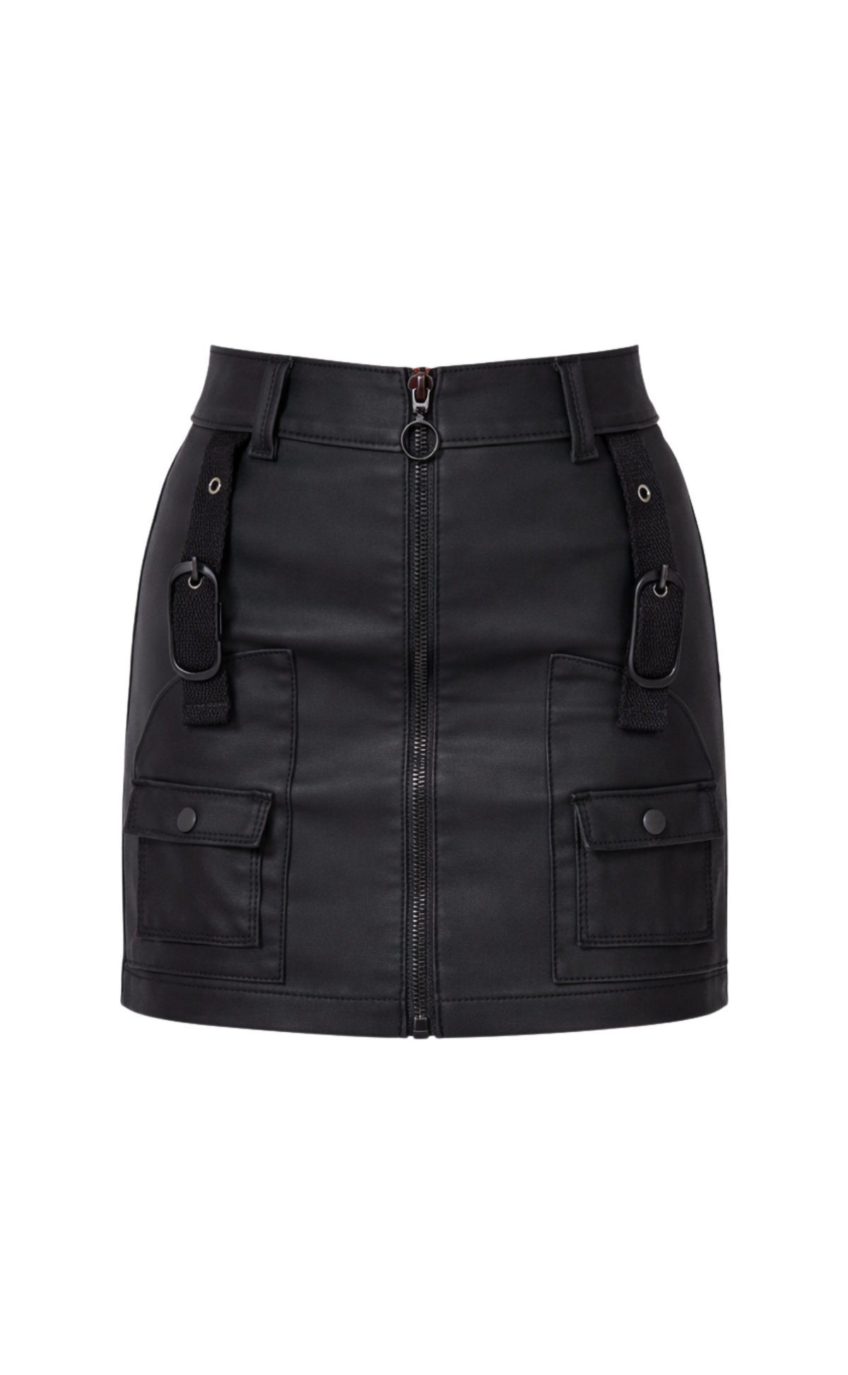 BUCKLE LEATHER SKIRT