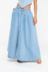 BUTTON DENIM SKIRT