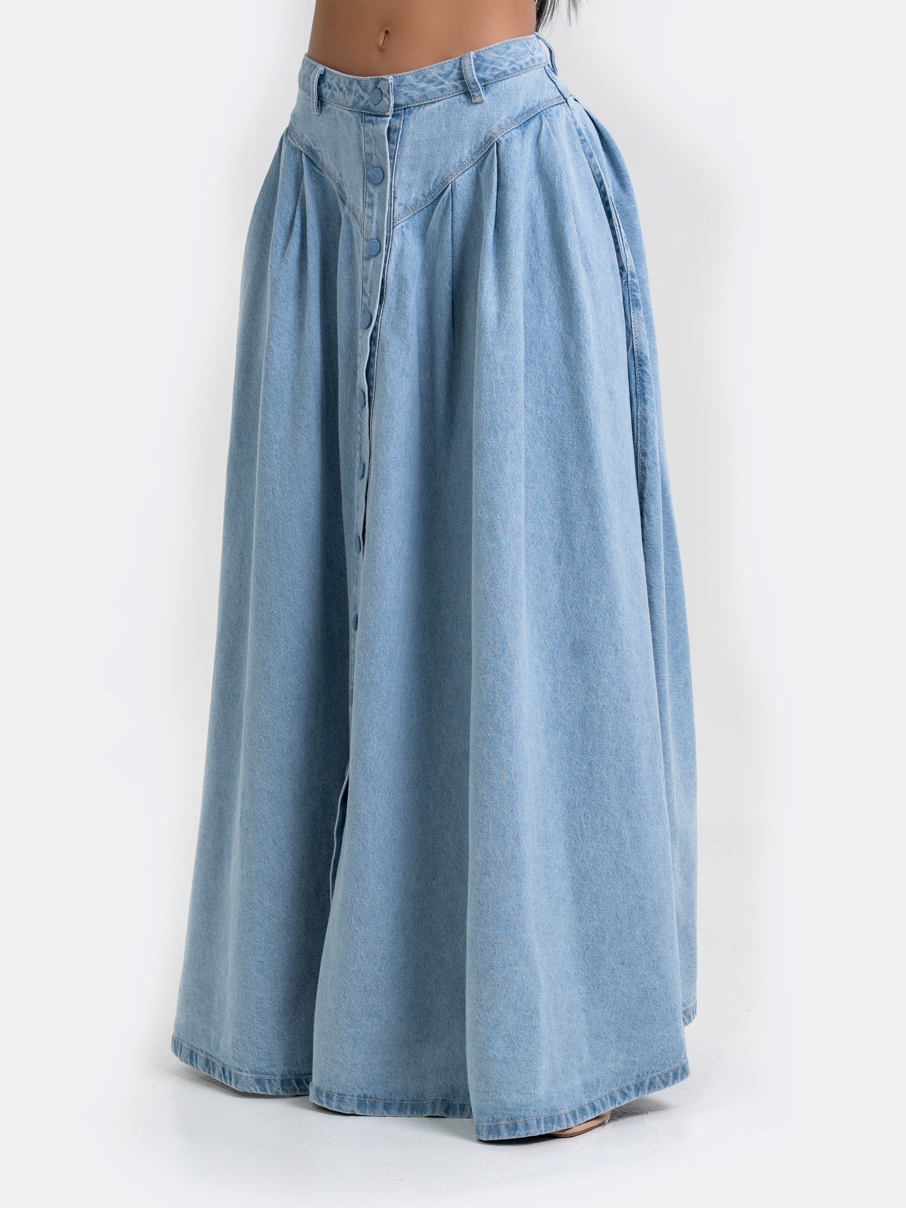BUTTON DENIM SKIRT