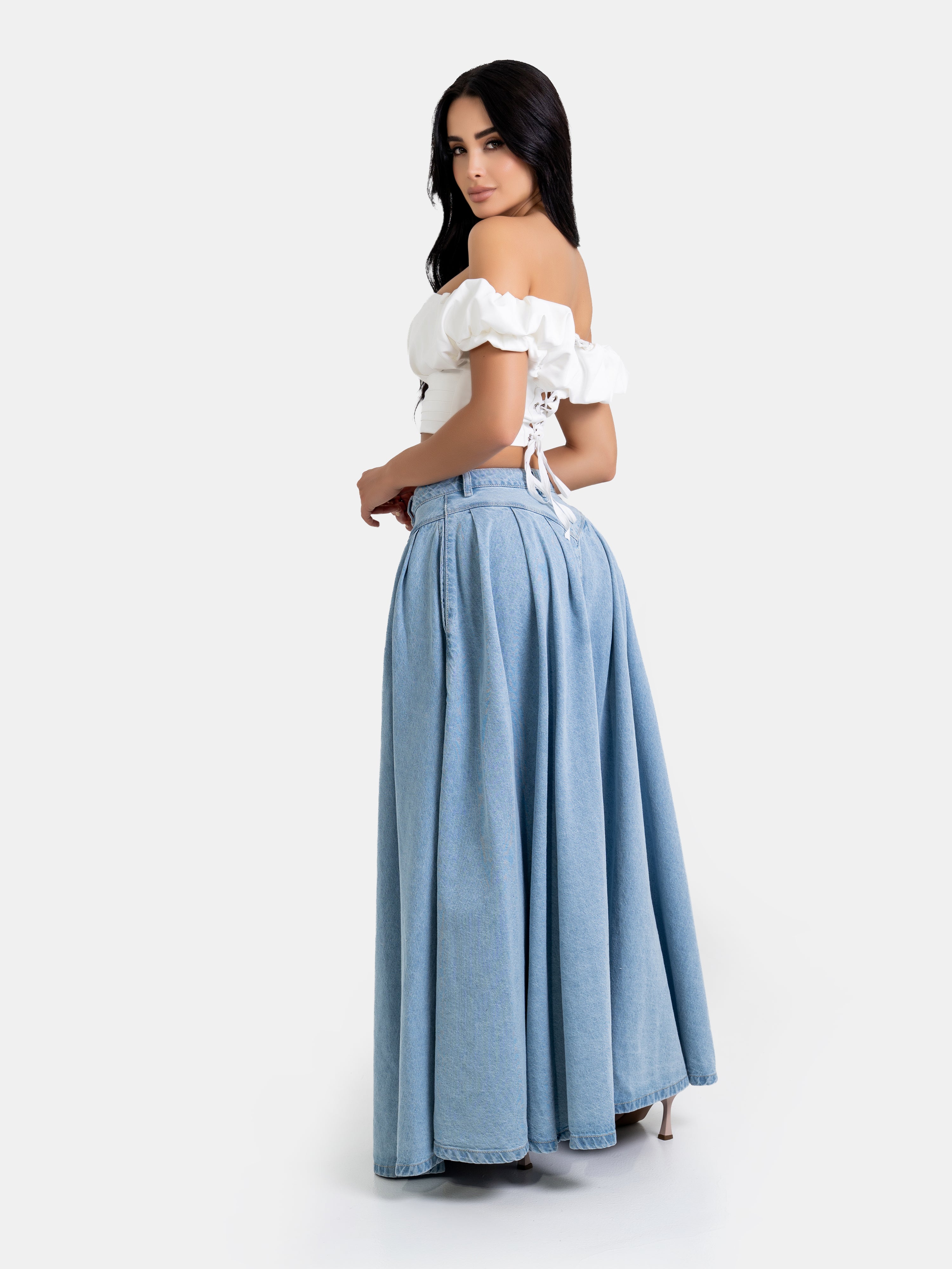 BUTTON DENIM SKIRT